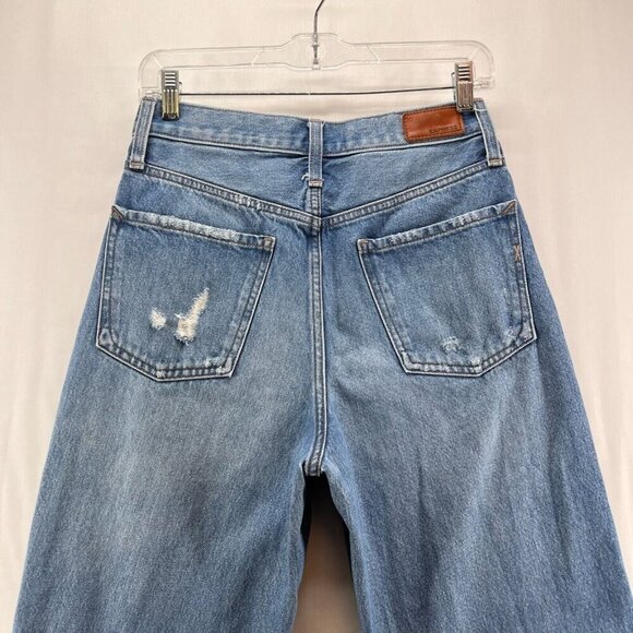 Express Jeans Womens Size 2 Dad Jean High Rise Distressed Cropped Denim Blue - Picture 5 of 10